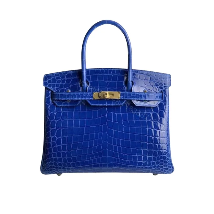 View 1 of Hermes Birkin 30 Crocodile Gold-Toned Hardware Dark Blue 30Cm