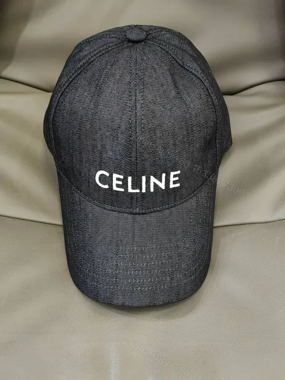 View 1 of Minimalist Denim Cap with Bold CELINE Logo Cap