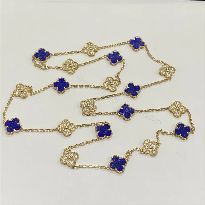 View 1 of Van Cleef & Arpels 18K Yellow Gold 20 Motifs Diamonds And Lapis Alhambra Necklace