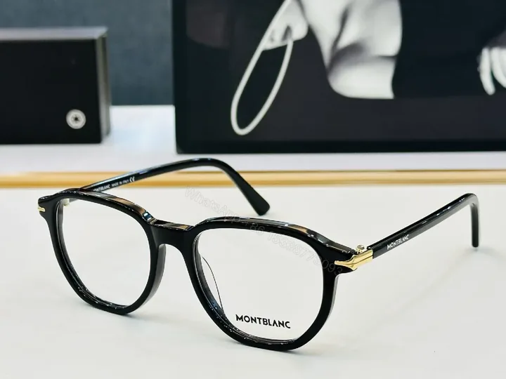 View 1 of Bold Black Montblanc-Style Eyeglasses: All-Day Comfort, Gold Details