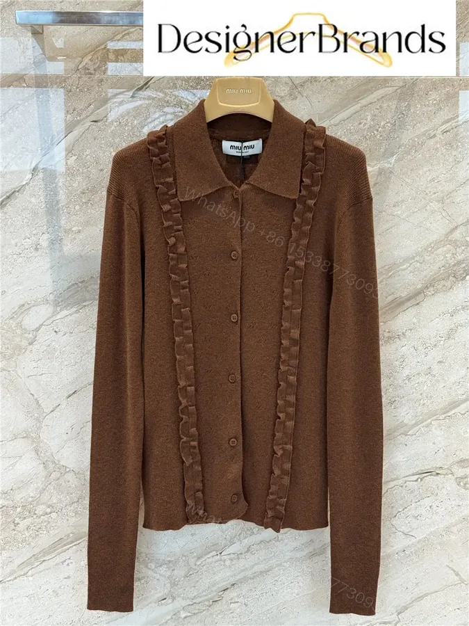 View 1 of Miu Miu Silk and Cashmere Ruffled Knit Cardigan