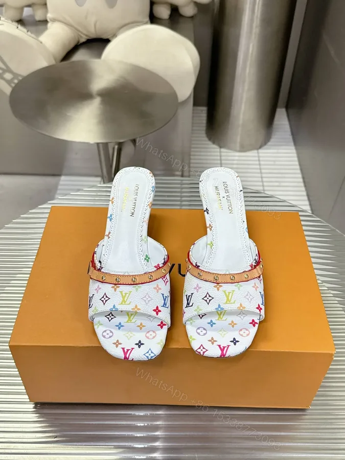 View 1 of LV Women White Multicolor Leather Heels