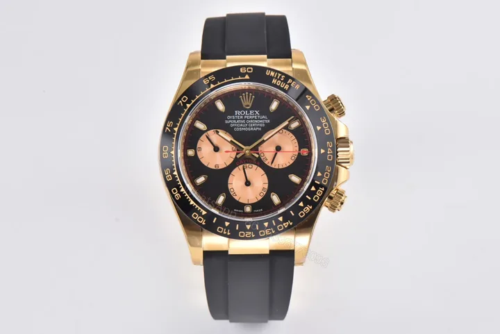 View 1 of EW Factory Clean Factory CLEAN Rolex Daytona Gold Black Rubber Strap