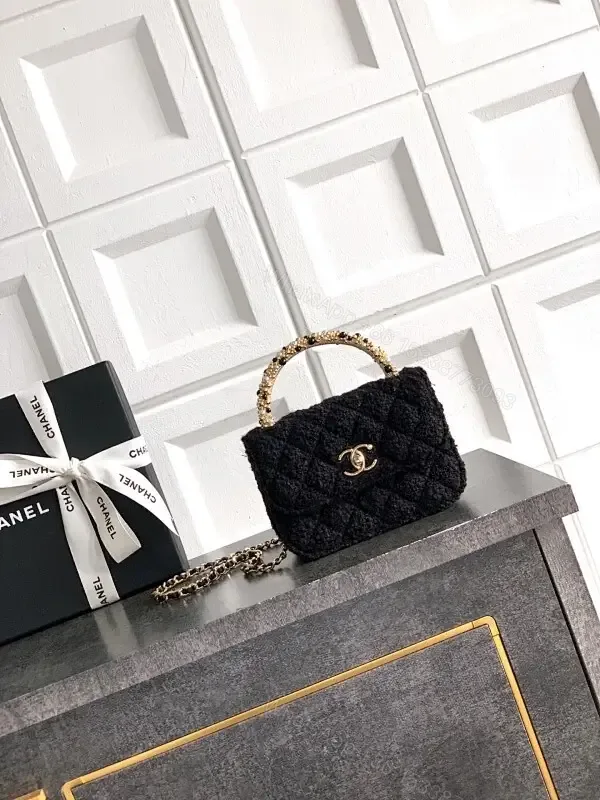 View 1 of Black Fabric Quilted Mini Tote: Sophisticated, Versatile Carryall