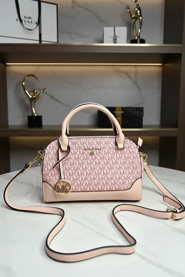View 1 of Michael Kors Dome Medium Handbag Pink First Copy | AAA+ Replica