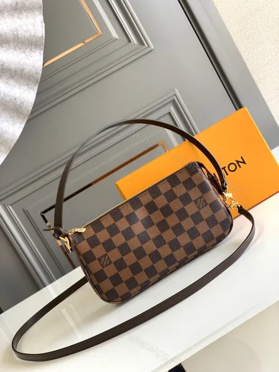 View 1 of Damier Ebony Chic: Compact LV-Style Shoulder Bag, Crossbody