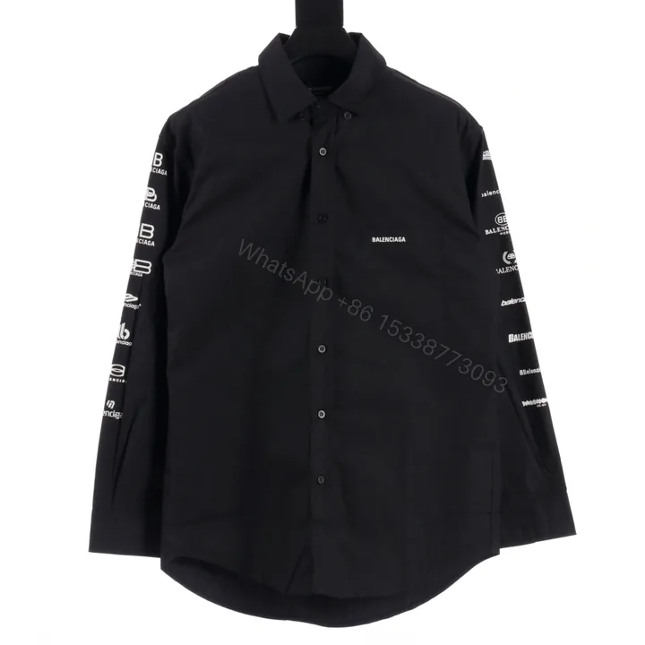 View 1 of 高仿Balenciaga*SS24系列725377歷代LOGO襯衫黑色