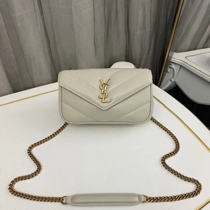 View 1 of YSL Loulou medium in Matelassé Lambskin White