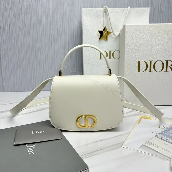 View 1 of Chic Box Bag: Dior-Inspired Leather Gold Hardware Bag