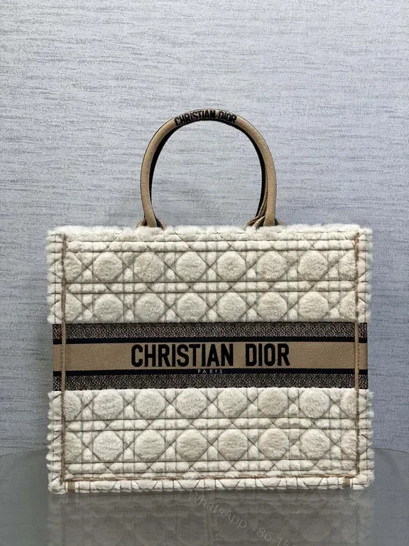View 1 of Cream BouclÃ© Cannage Tote - Couture Texture, Dior Signature