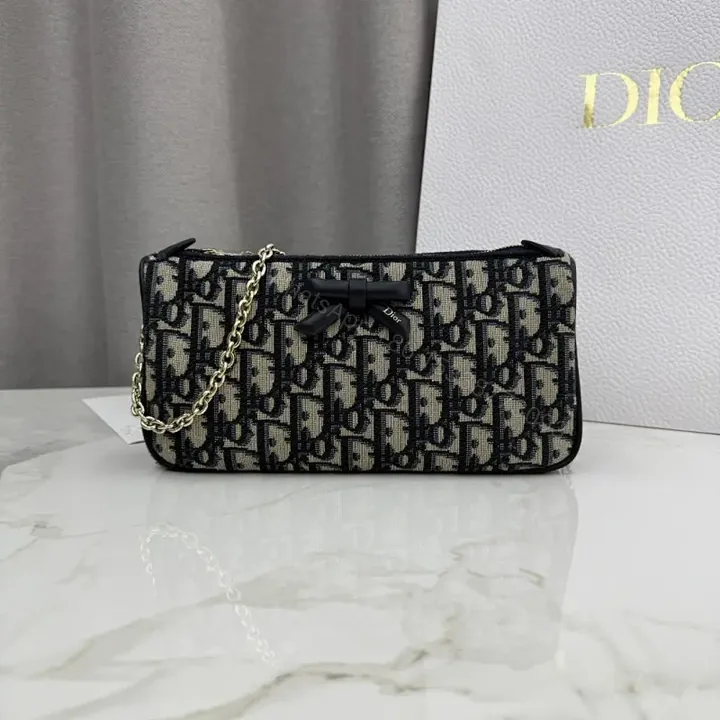 View 1 of Monogram Clutch with Chain Handle — Modern Luxe Evening Bag