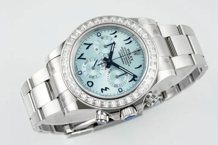 View 1 of Rolex Daytona 116506 Ice Blue Dial Diamond Bezel Platinum Watch RLX-DAY-116506-40-ICE-DIA