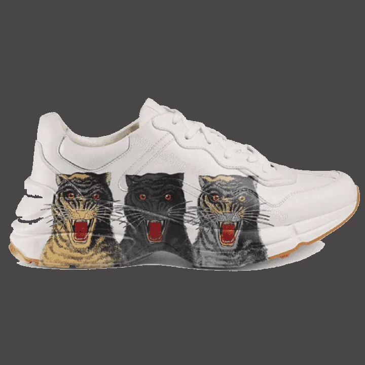 View 1 of GUCCI RHYTON LEATHER SNEAKER WITH TIGERS