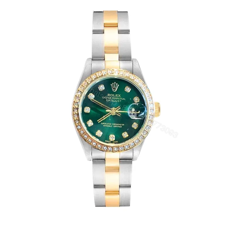 View 1 of Rolex Datejust Diamond Dial Silver And Gold In Green 28Mm