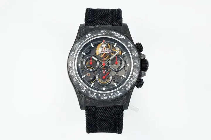 View 1 of Rolex Daytona Skeleton Chronograph Red Accents Red Hands Edition 40mm RLX-DAYTONA-SKELETON-40MM-RED-ACCENTS-CHRONOGRAPH