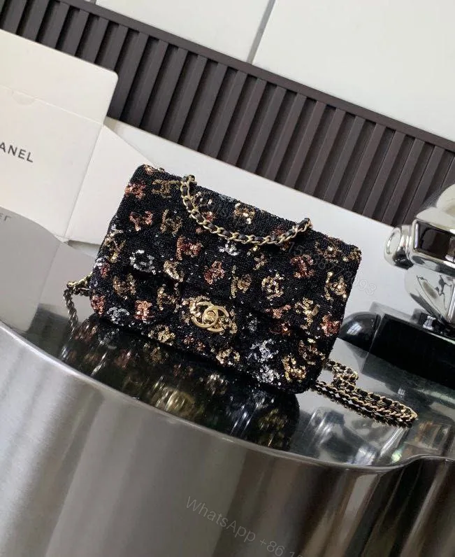 View 1 of CHANEL 2023 Sequin Rectangular Mini Classic Flap Bag w/Tags