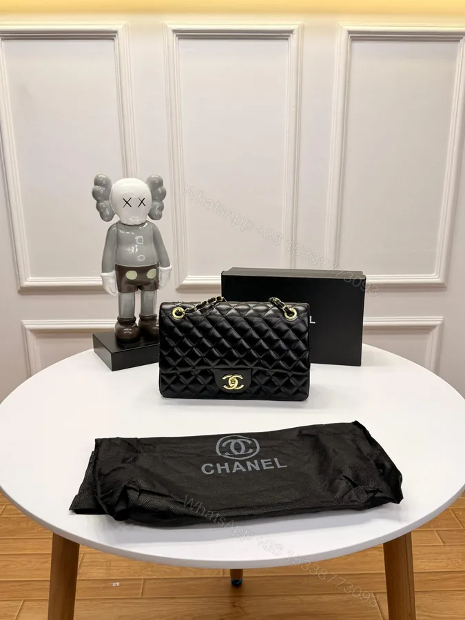 View 1 of FIRST COPY CHANEL PARIS LAMBSKIN DOUBLE FLAP SHOULDER BAG