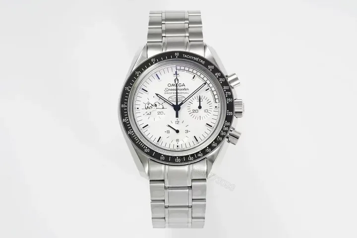 View 1 of Omega Speedmaster Professional Chronograph Watch White Dial Stainless Steel 44mm Automatic Movement 9300 Sapphire Crystal Water Resistant