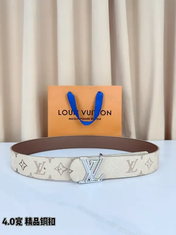 View 1 of Beige Canvas Louis Vuitton Monogram Belt, Designer, Metal Buckle