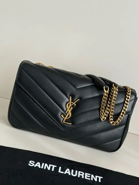 View 1 of Chic Black Quilted Leather Shoulder Bag with Gold Chain
