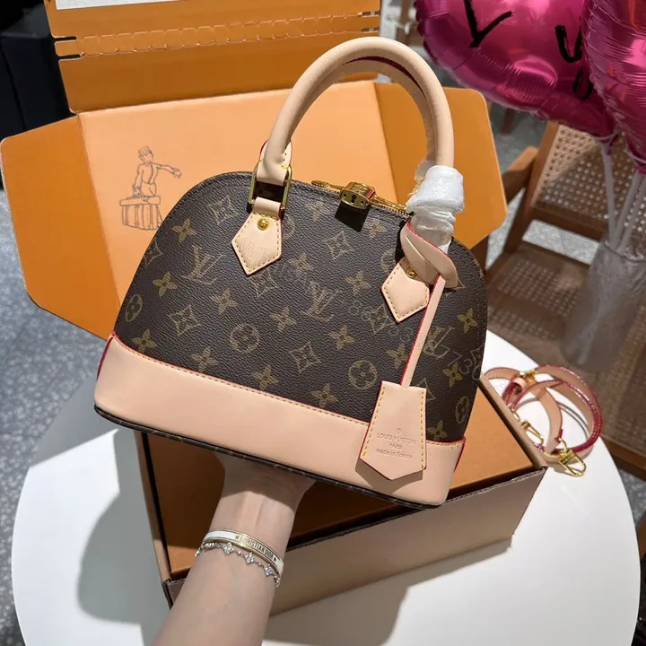View 1 of First Copy Louis Vuitton Mono Alma Brown Premium Handbag with OG Box