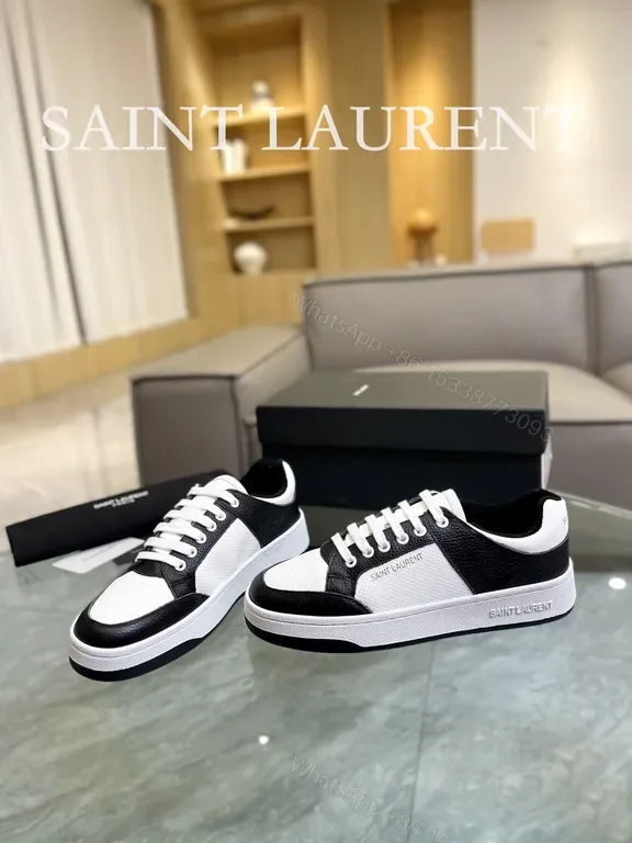 View 1 of Monochrome Leather-Textured Low-Tops with Subtle Accents Sneakers