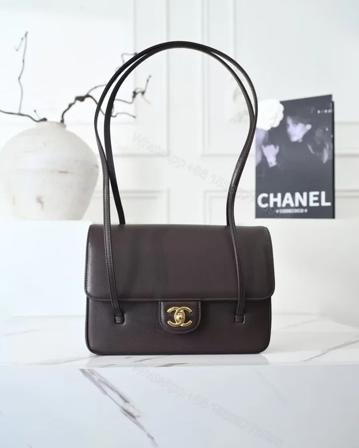 View 1 of Chanel Preppy Coco Small Flap Bag in dark brown