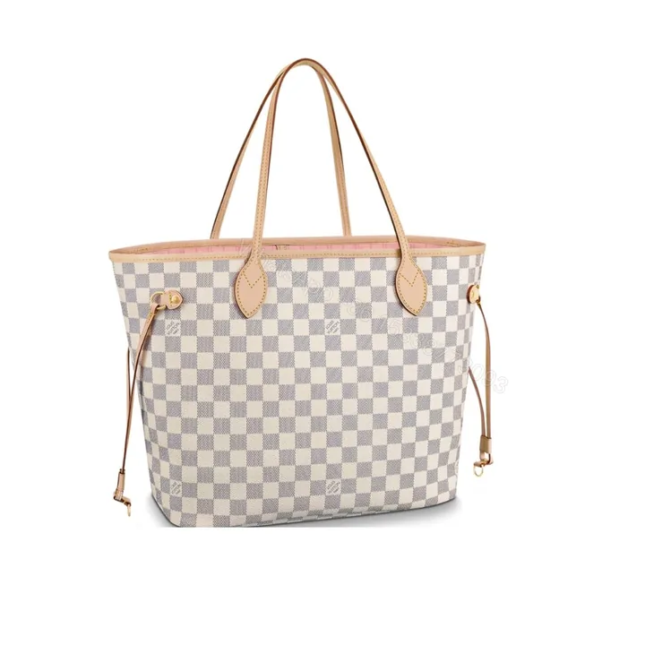 View 1 of Louis Vuitton Neverfull MM Damier Azur Pink 31Cm N41605