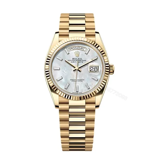 View 1 of Superclone Rolex Day-Date White Mother-of-Pearl Diamond Dial 128238-0123 36 mm