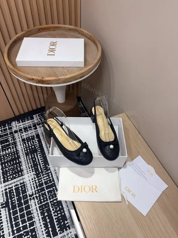 View 1 of Elegant Pearl-Detail Quilted Slingback Heels â€“ Dior-Inspired Luxe Footwear