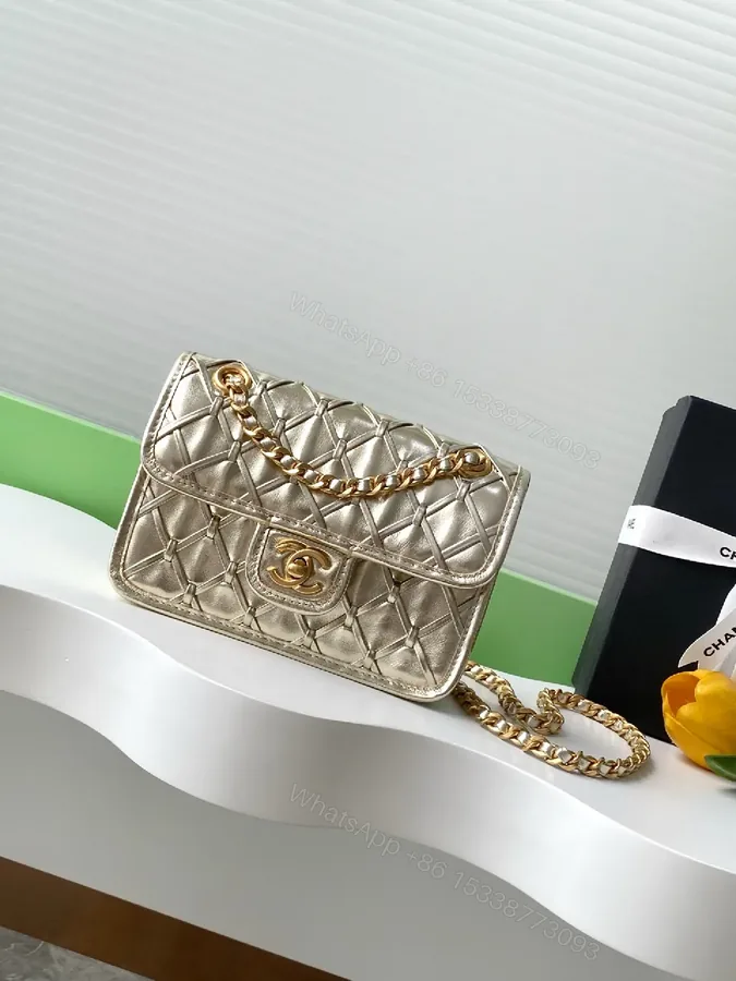 View 1 of Metallic Quilted Chain Bag: Compact Glamour, Weekend-Ready