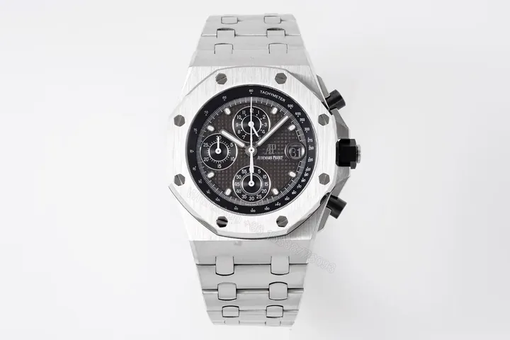 View 1 of JF Factory Audemars Piguet Royal Oak Offshore Stainless Steel Bracelet Watch with Black Dial and 4404 Chronograph Movement