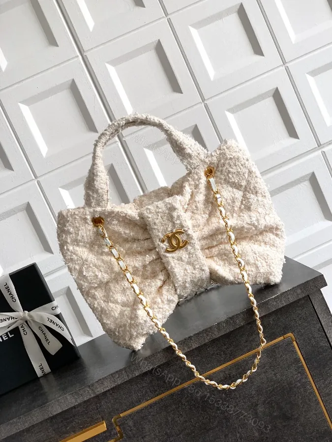 View 1 of Textured Bouclé Luxe Handbag: One-Touch Glam Cloud Bag