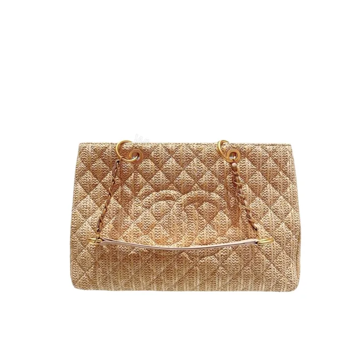 View 1 of Chanel Grand Shopping Tote Straw Bag 38Cm