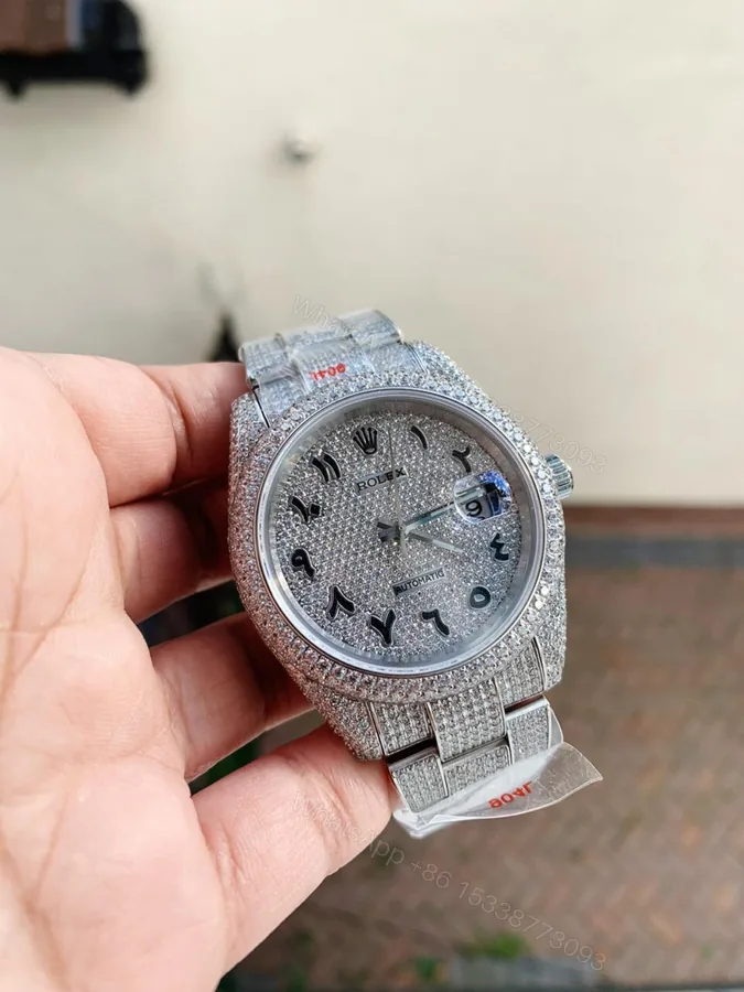 View 1 of Rolex OYSTER PERPETUAL 41mm 904L SS MOISSANITE DIAMONDS BRACELET AND DIAL A2824 iced out