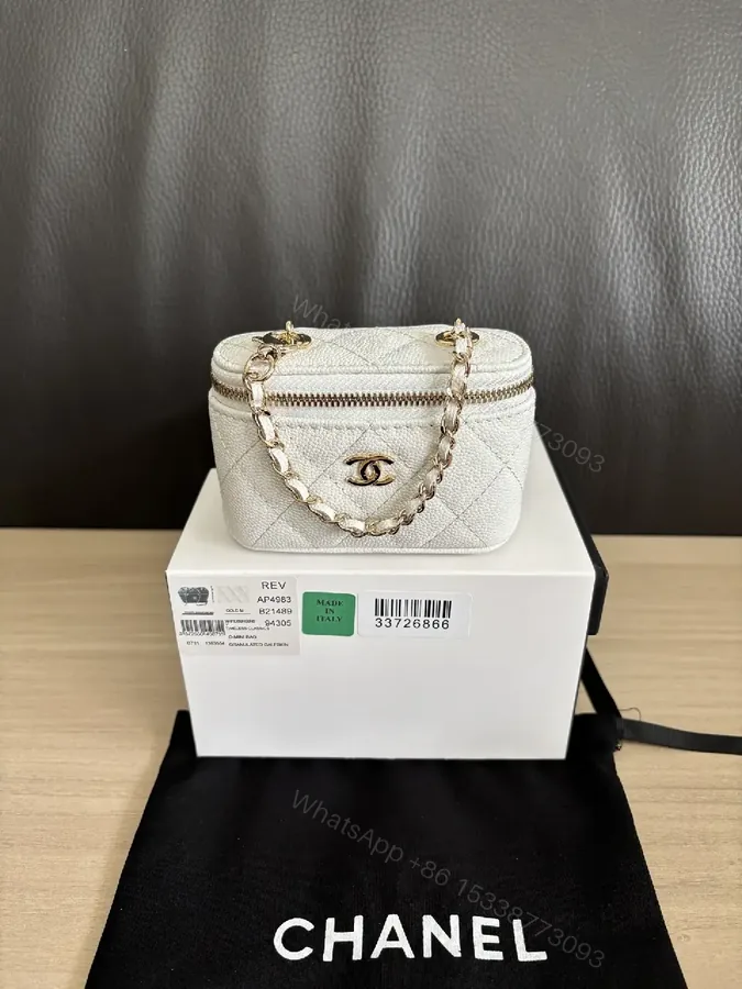 View 1 of White Quilted Mini Bag with Gold Chain, Luxe Everyday Carry