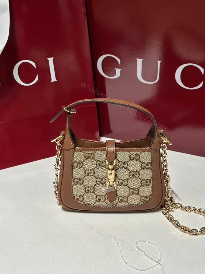 View 1 of Beige GG Supreme Satchel: Mini Structured Elegance, Gold Hardware