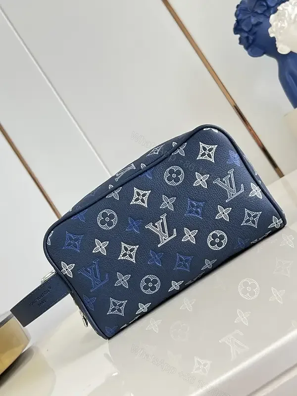 View 1 of Navy Blue LV Monogram Pouch – Leather, Rectangular Clutch