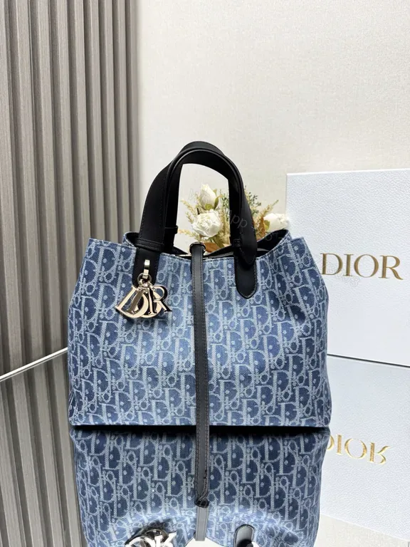 View 1 of Bold Denim Tote: Jacquard Texture, Designer-Inspired Tote