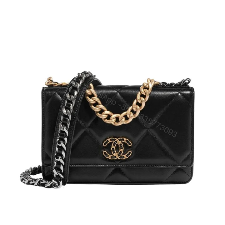 View 1 of Chanel 19 Wallet On Chain Bag Shiny Gold And Silver Tone Black 19Cm AP3267 B04852 94305