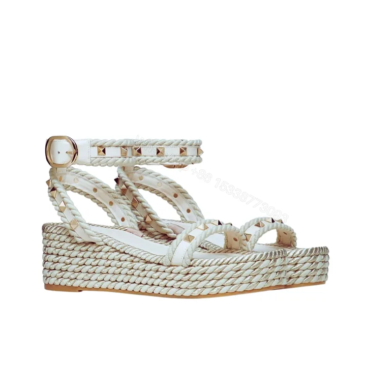 View 1 of VALENTINO ROCKSTUD FLATFORM SANDAL WHITE