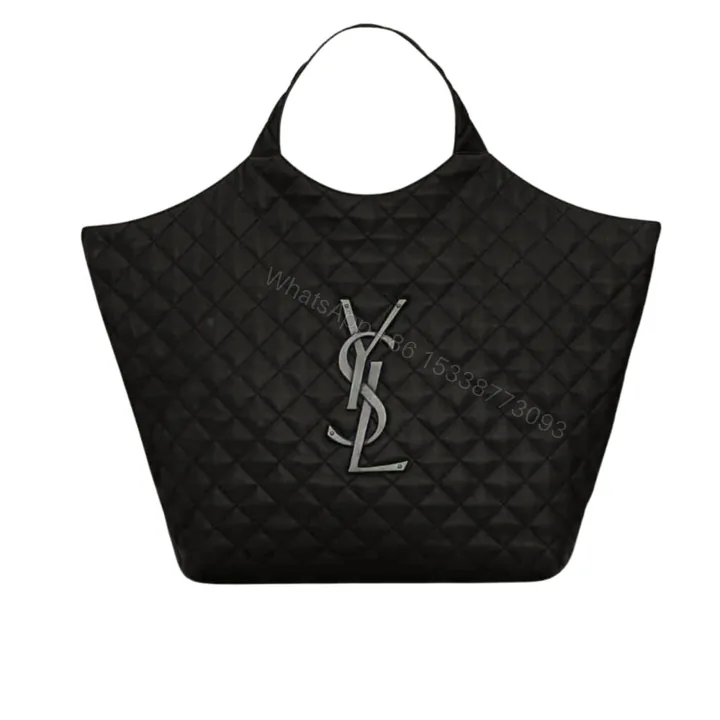 View 1 of Saint Laurent Icare Shopping Bag In Quilted Black Silver 40Cm