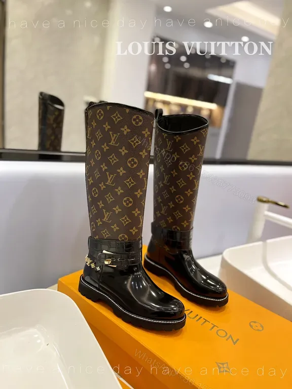 View 1 of Louis Vuitton Knee-High Monogram Patent Boots