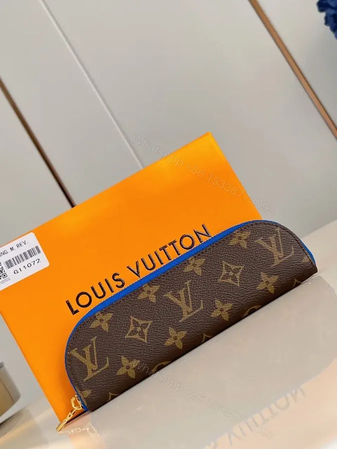 View 1 of Monogram Wallet on the Move – Charcoal Brown & Electric Blue Edge