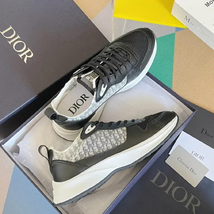 View 1 of Black Leather-Chic Low-Top Sneakers with Cushioned Sole