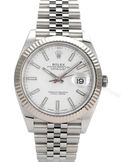 View 1 of Replica Rolex Datejust White Dial 126334 Jubilee Flutted 41 mm