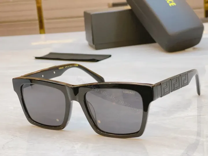 View 1 of Black Polycarbonate Square Sunglasses - Versace-Inspired, Luxe Frame