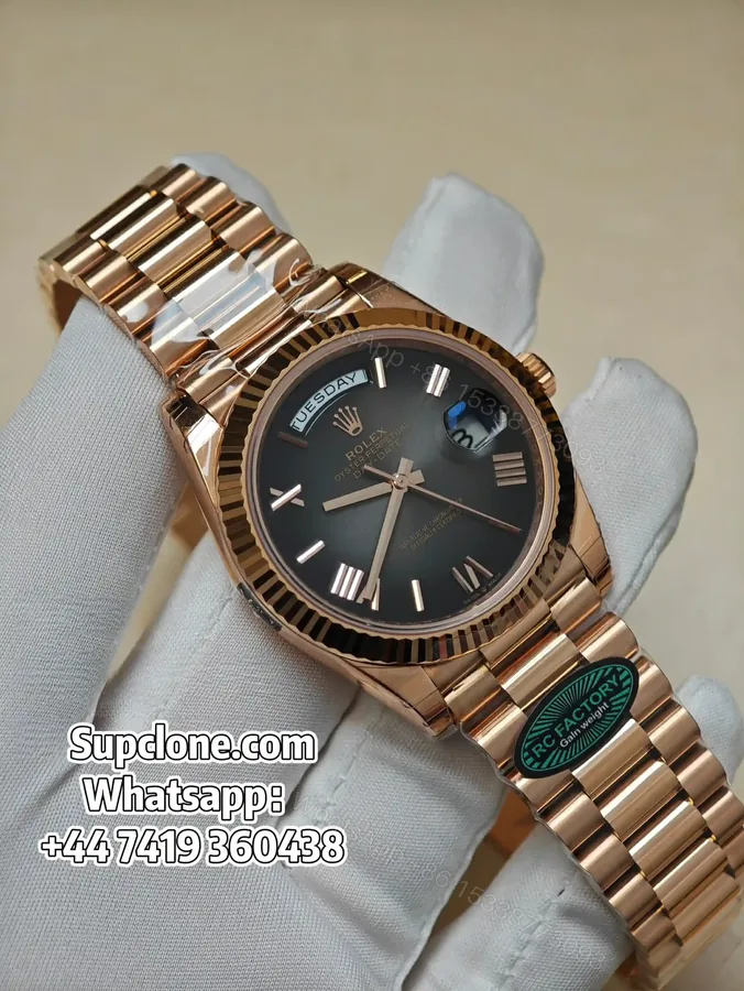 View 1 of Rolex Day-Date 40mm Rose Gold Grey Roman Dial – Super Clone 1:1 Cal. 3255