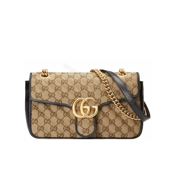 View 1 of Gucci GG Marmont Shoulder Bag Beige And Black 26Cm 443497 HVKEG 9772