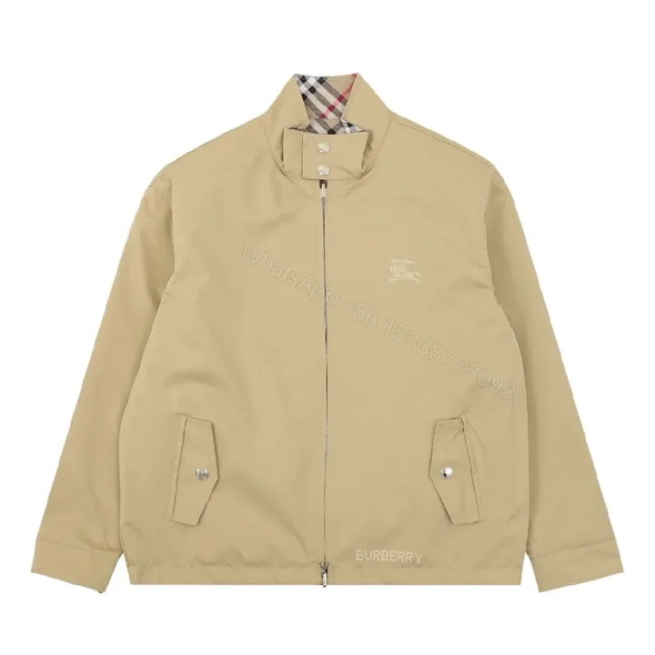 View 1 of Neutral Windbreaker | Lightweight Beige Shell with Check Detail